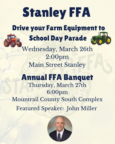 Stanley FFA To Hold Equipment Parade And Annual Banquet